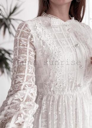 Праздничное новое платье на роспись белое кружева меди4 фото