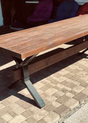 Стол 230х80 см из массива дерева и опор из металла