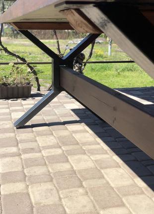 Стол 230х80 см из массива дерева и опор из металла