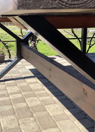 Стол 230х80 см из массива дерева и опор из металла