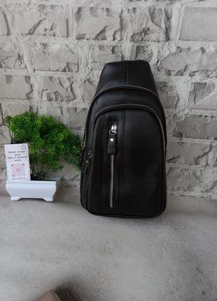 Мужская кожаная сумка бананка слинг кожаный