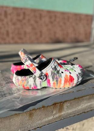 Crocs classic lined tie dye clog black/multi 39-40 26см