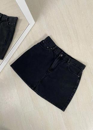 Черная джинсовая мини юбка pull bear2 фото