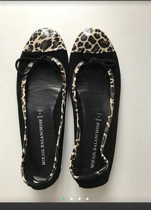 Черные замшевые,кожа,туфли,балетки, принт итальялия роз.40