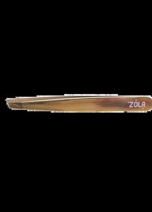 Пинцет для бровей профессиональный (скошенный) gold zola