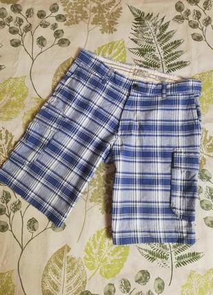 Фирменные натуральные шорты в клетку с карманами easy