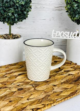 Чашка ardesto relief 320 мл бежевая керамика ar3474bg