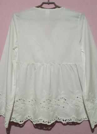 # весняний розпродаж! натуральная белая блуза рубашка кофта прошва вышивка3 фото