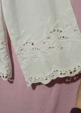 # весняний розпродаж! натуральная белая блуза рубашка кофта прошва вышивка5 фото