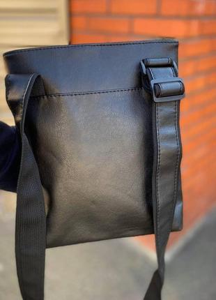 Мужская кожаная сумка через плечо, барсетка из pu кожа, вместительная черная сумка мессенджер bucket7 фото