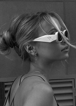 Очки солнцезащитные женские белые брендовые в стиле prada