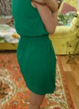 Удобное натуральное льняное платье с кармашками