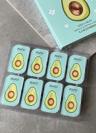 Таблетована нічна маска для обличчя zozu avocado hydrating з екстрактом авокадо