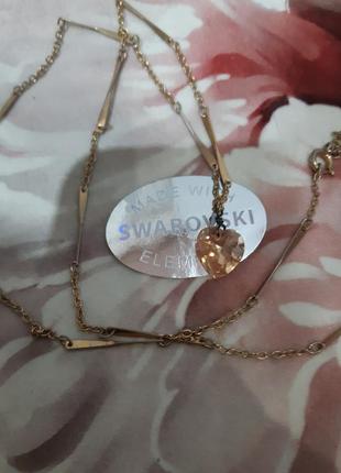 Ланцюжок з підвіскою кристал swarovski сердечко, вінтаж