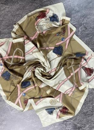 Крутой красивый шелковый платок hermes люкс новинка1 фото