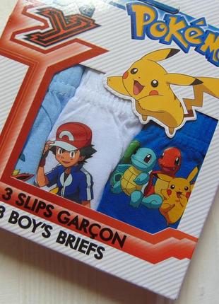 Pokémon. размер 4-5 лет. новый комплект из 3-х трусиков для мальчика2 фото