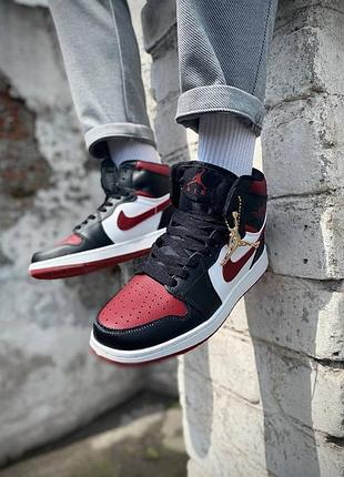 Мужские кроссовки nike air jordan 1 retro high black/burgundy/white