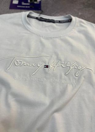 Мужская футболка белая Tommy hilfiger / повседневные мужские футболки томми хилфигер5 фото
