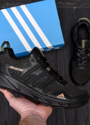 Кросівки літні чоловічі adidas climacool black шкіра-сітка