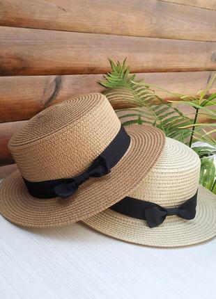 Соломенная шляпа канотье, летний пляжный женский, шляпа соломенная3 фото