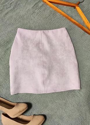 Гарна лавандова плотна текстильна текстильний замш міні спідниця missguided