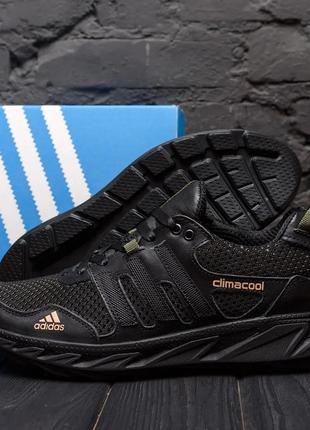 Кросівки літні чоловічі adidas climacool black шкіра-сітка