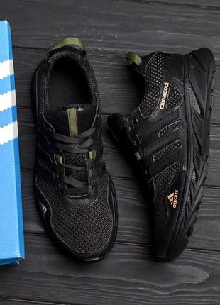 Кросівки літні чоловічі adidas climacool black шкіра-сітка