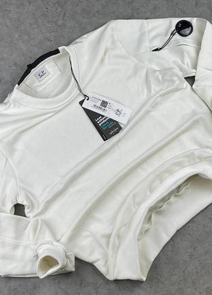 Світшот c.p.company білий з лінзою / чоловічі кофти світшоти сі пі компані