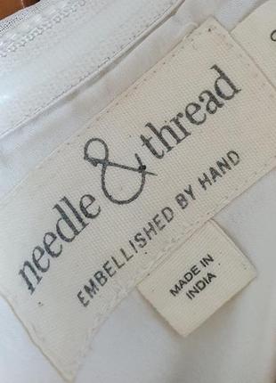 Needle&thread плаття сукня сзі шлейфом айворі молочне з бісером вишите6 фото