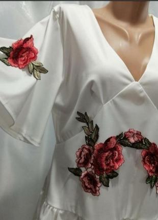 Комбинезон ромпер шорты юбка с вышивкой цветы6 фото