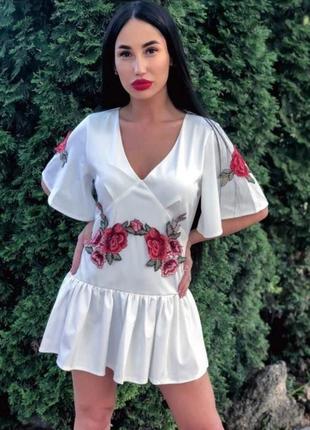 Комбинезон ромпер шорты юбка с вышивкой цветы2 фото