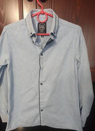 Рубашка котовая из тонкого джинса на рост 164 (12-13 лет)3 фото