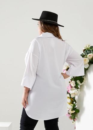 Женская блуза рубашка белая батал свободного кроя рубашка большого размера2 фото