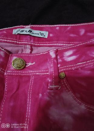 Ярко розовые джинсы5 фото