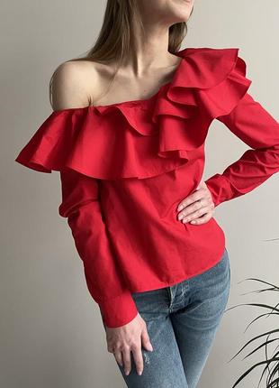 Блуза на одне плече з воланами4 фото