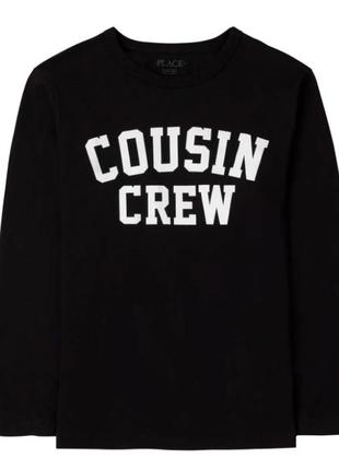 Чорний реглан лонгслів cousin crew childrens place l 10-12