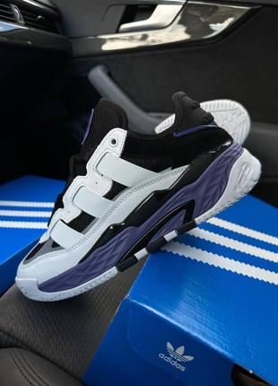 Мужские кроссовки adidas niteball white black purple 42-44