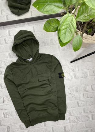 Худи stone island хаки цвет.