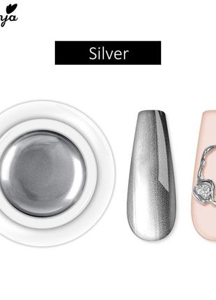 Monja 5ml гель-фарба металік - срібло, рідкий метал для нігтів (дзеркальний манікюр)