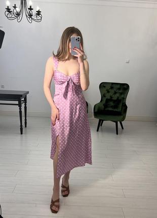 Zara сатинова сукня в горох, м8 фото