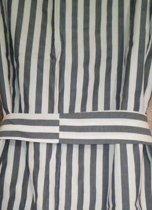 Новое стильное платье сарафан в полоску 95% коттон белое темно-синее на пуговицах миди футляр с поясом mjl7 фото