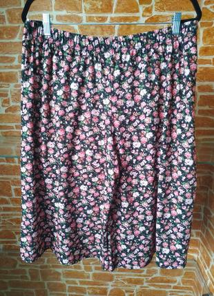 Жіночі штани шорти капрі 58-60 розмір квітковий принт