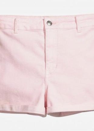 34 джинсовые шорты женские короткие с подворотами нежно розовые белые h&m4 фото