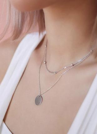 Ланцюжок на шию, ланцюжок з підвіскою, ланцюжок з кульками, ланцюжок покриття срібло 925