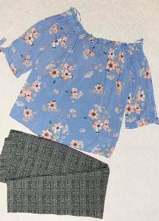 Модная натуральная блуза в цветочный принт f&f