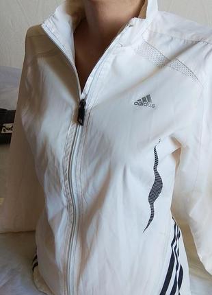 Крутая ветровка куртка мастерка олимпийка белая adidas2 фото