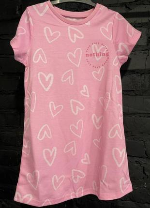 Ночная рубашка ночнушка розовая в сердечках1 фото