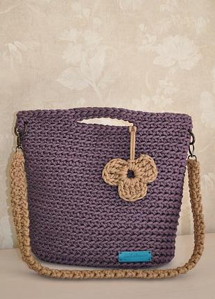 Сумка жіноча в'язана -шоппер "фіолет" hand made
