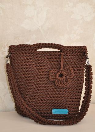 Сумка женская городская вязаная  шоколад hand made