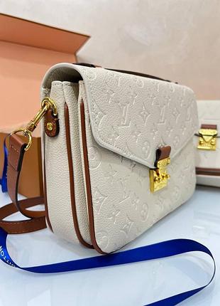 Сумка шкіряна біла в стилі louis vuitton metis